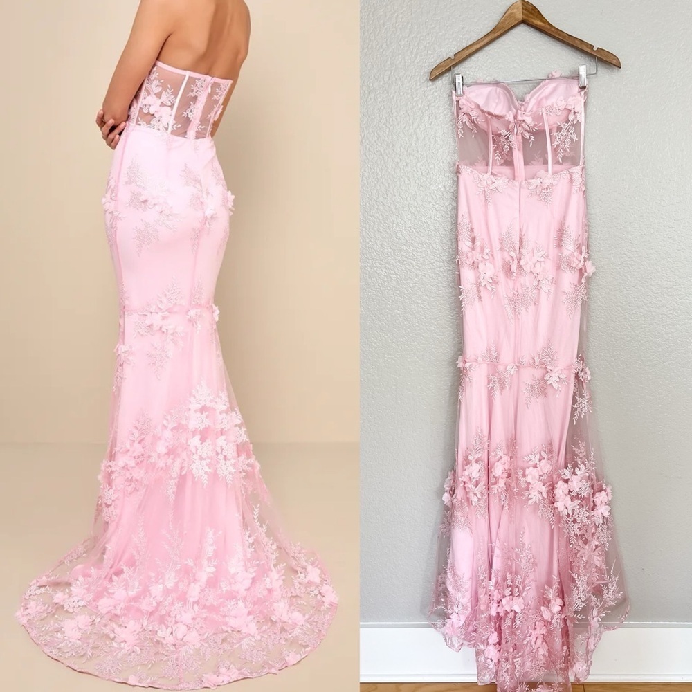Radiant Expectations Pink Embroidered Floral Bustier Maxi Dress - Picture 3 of 10